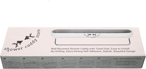 Miniatura 9 de Organizador de ducha - Montado en la pared - con toallero - Autoadhesivo extra fuerte - Sin taladrar - Fácil drenaje - Elegante y ahorro de espacio