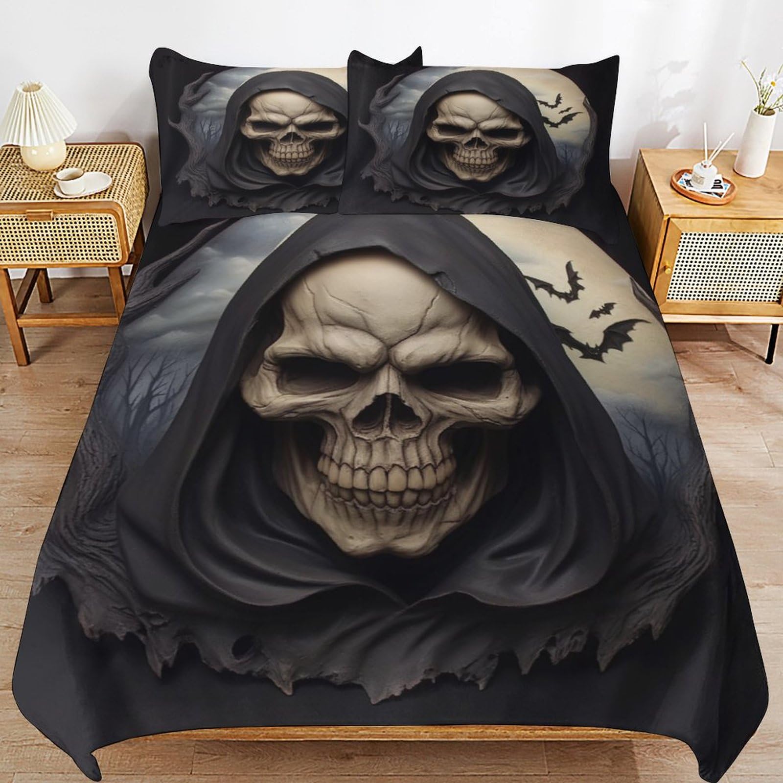 Parure de lit gothique squelette pour remplacer le linge de lit trop enfantin des ados