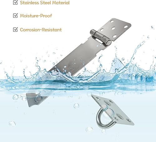 Miniatura 5 de Paquete de 3 pestillos plateados para puerta, 3 pulgadas, 4 pulgadas, 5 pulgadas, cierre de seguridad de acero inoxidable, cierre de puerta extra