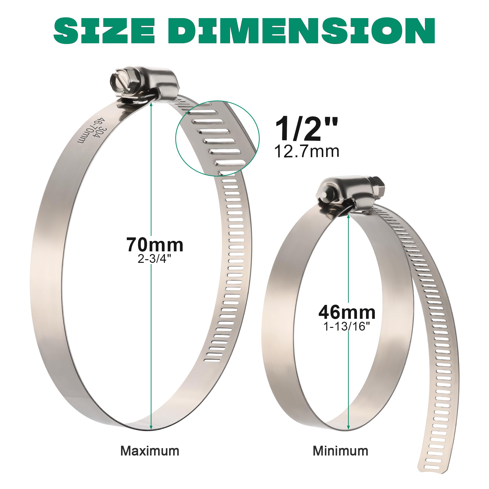 OURU Stainless Steel Hose Clamps - 10 Pack -2