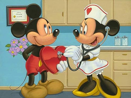 Palodio Kits de pintura de diamantes 5D con forma de corazón de pareja de ratón, pintura con diamantes, pintura de dibujos animados por números,