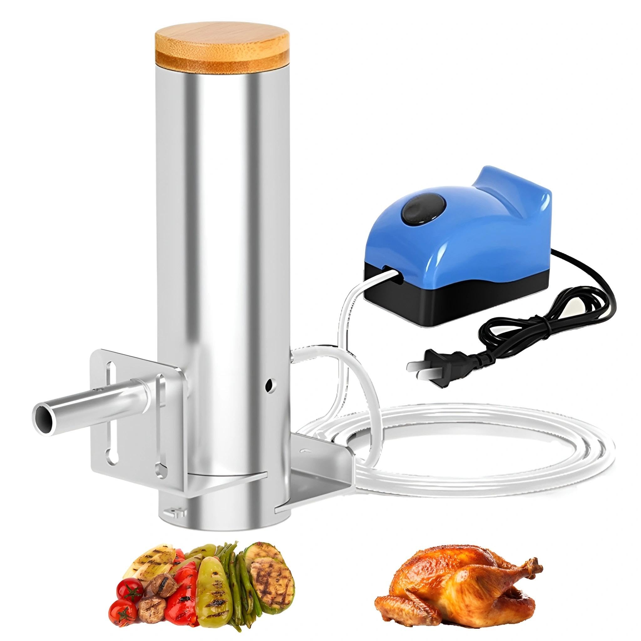 Generador de humo frío con bomba de aire ajustable, ahumador eléctrico para asar carne, queso y pescado, perfecto para barbacoas al aire libre y camping en patio trasero o patio