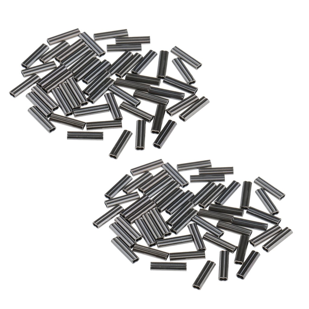 CUTICATE 100Pcs Sea Fishing Crimps Double Barrel Crimping Sleeves Wire Trace 0.8mm