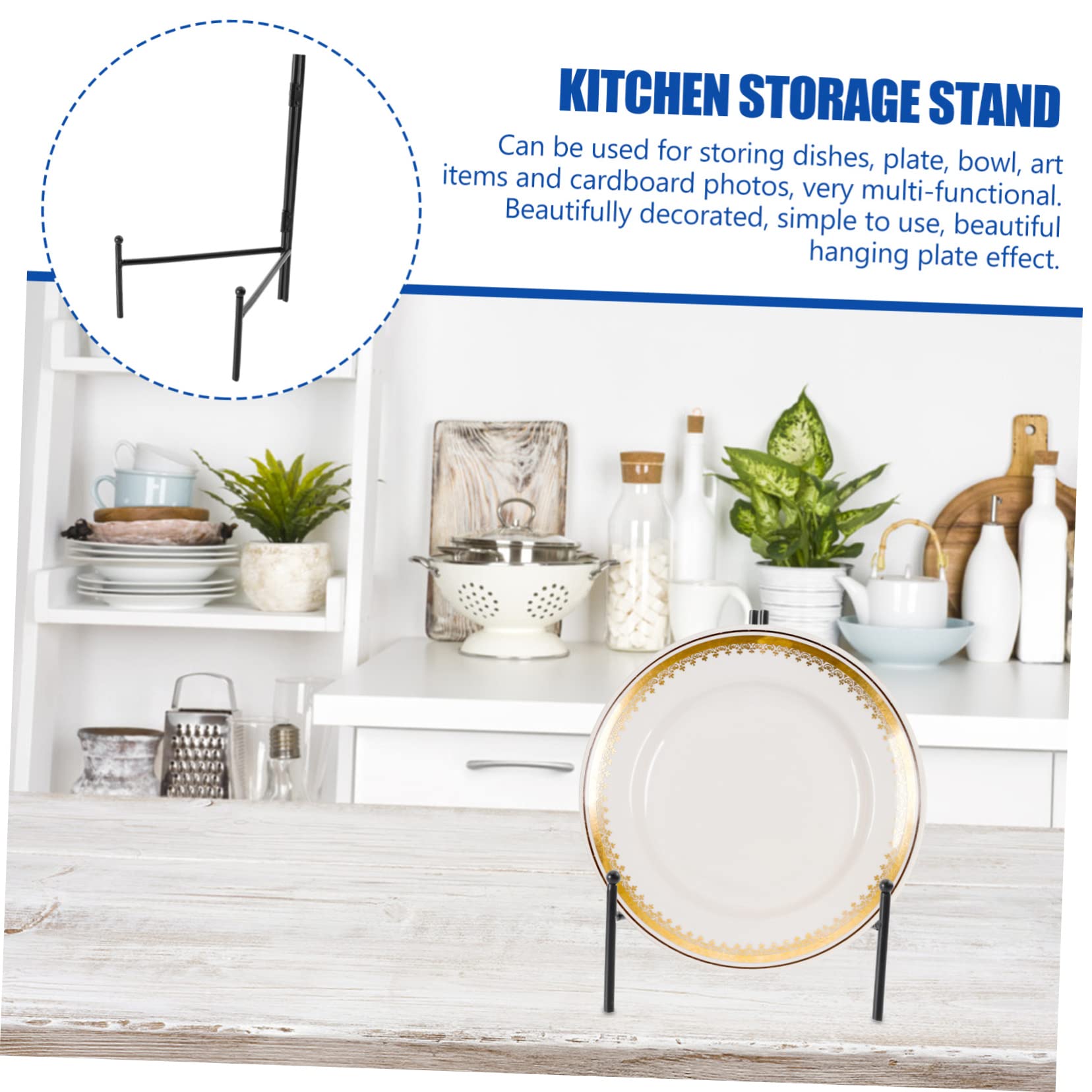 Alipis 1pc Plate Storage Shelf Iron Display Rack for Home Dishes Bowls Photos Easy to Organize Keep Counters Clean for Kitchen Dining Room