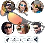 Sports Sunglasses for Mens Women Polarized Lens Wrap Around UV Protection for Fishing Night Driving Glasses