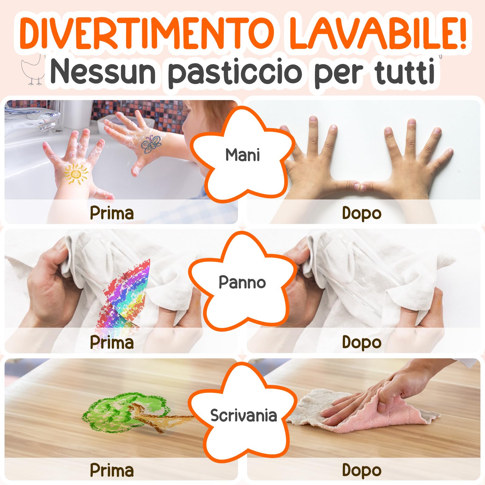 TinyGeeks 24 Pastelli a Cera Twistabili - Non Tossici per Bambini 1-3 Anni - Pastelli a Cera Lavabili per Bambini di Età 4-8 Anni