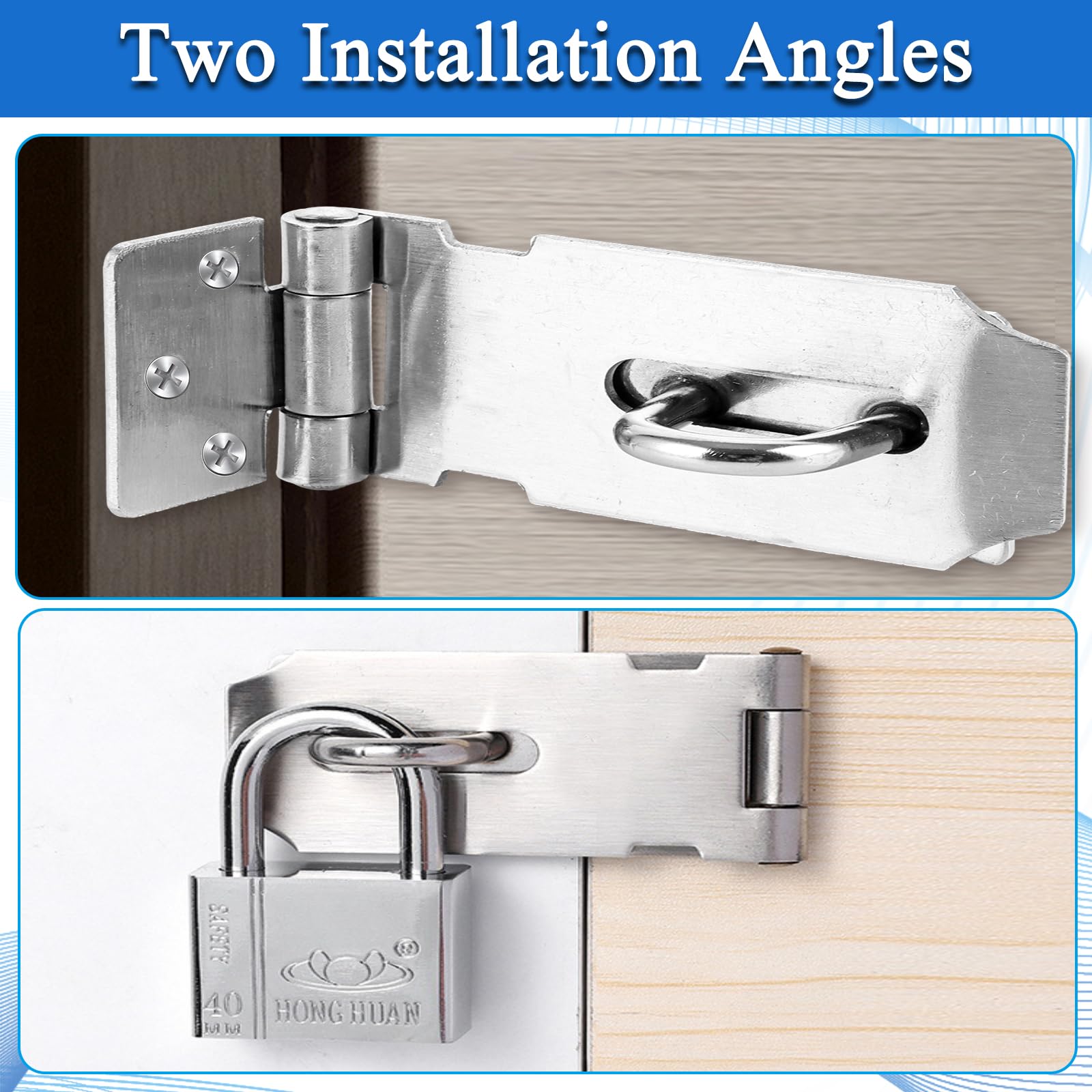 Cerradura de acero inoxidable 304 para cerradura de puerta de 5 pulgadas, cerradura de acero inoxidable con tornillos para jardín, puertas, armarios y 4 unidades