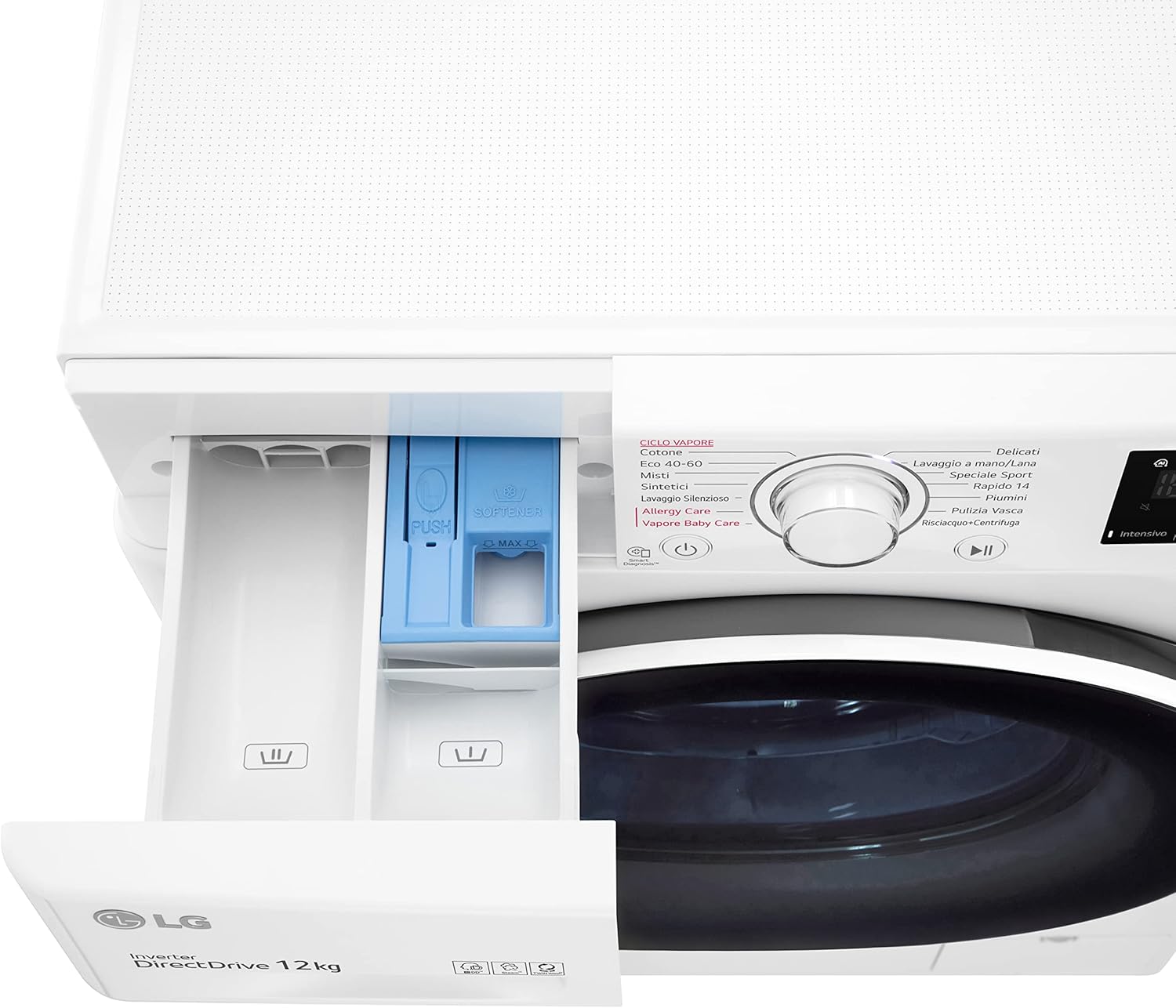 LG F4WV312S0E Lavatrice a Carica Frontale 12 Kg, 1400 Giri/min, Intelligenza Artificiale AI DD, Vapore Igienizzante, Motore Inverter Direct Drive, Smart Diagnosis, 60x85x61.5 cm - Bianco