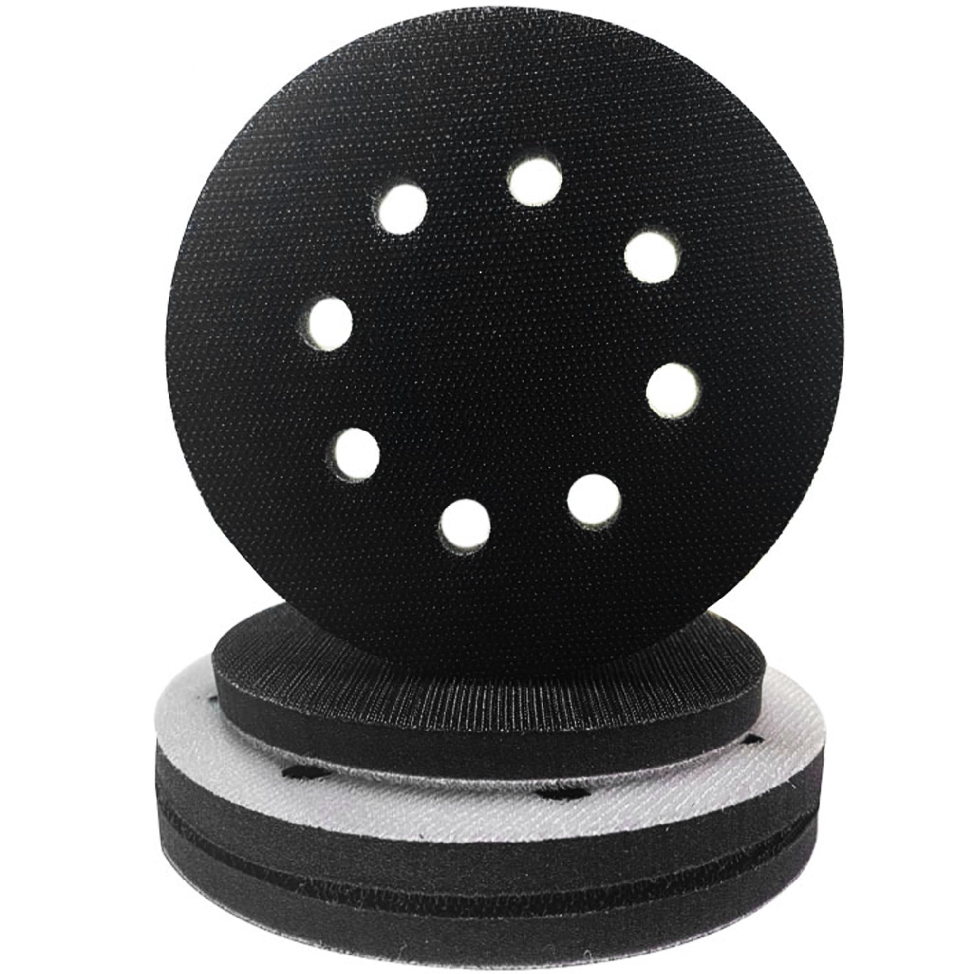 Set di 4 cuscinetti di levigatura in spugna morbida a 8 fori, 125 mm, tampone di levigatura flessibile per levigatrice, resistente agli urti e alla riduzione del rumore di protezione
