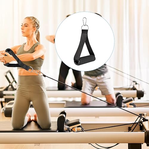 Miniatura 7 de Asas de gimnasio Asas de cable resistentes con 4 mosquetones para bandas de resistencia, entrenadores de fuerza, ejercicio en casa (juego de 4)