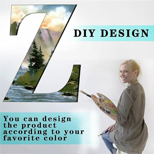 Miniatura 6 de Letras de madera grandes de 17 pulgadas, letra grande de madera pintable para manualidades, letra del alfabeto de madera en blanco sin terminar para