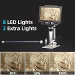 Koolertron 9 inch LCD Digital Microscope with 32G TF Card,12MP 1600X Magnification 1080P USB Microscope,5000mAh Battery,10 inch Stand with Side Light Coin Microscope for Plant/Rock/Circuit Board/Coin