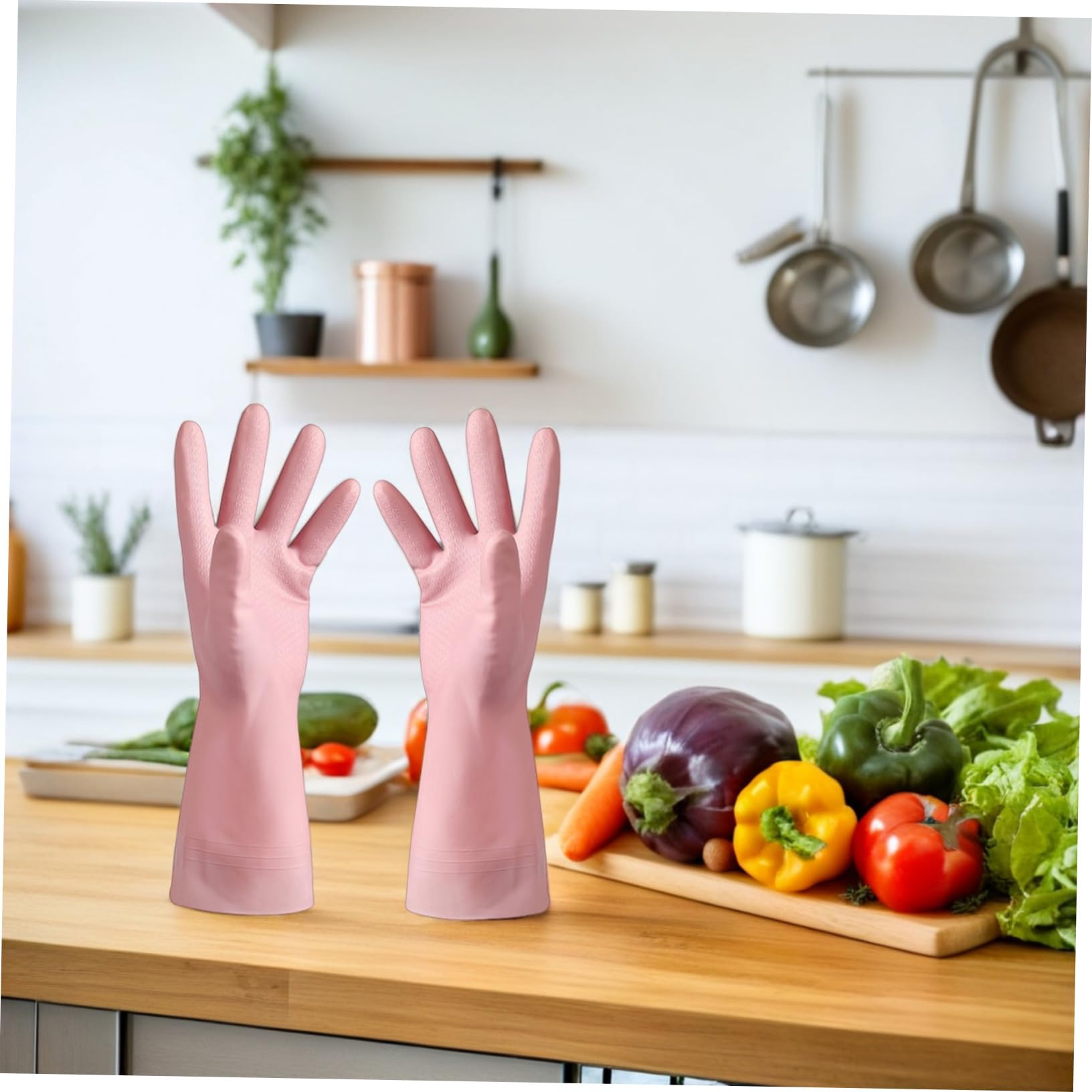 PACKOVE 6 Paia Guanti per Cucinare Impermeabili in PVC Riutilizzabili Guanti per Lavare Piatti Antiscivolo e Bucato