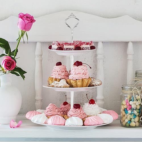 Miniatura 6 de Juego de 6 bandejas grandes con niveles para soporte de pastel, molde, corona, actualización de 3 niveles, soporte para tartas, accesorios para