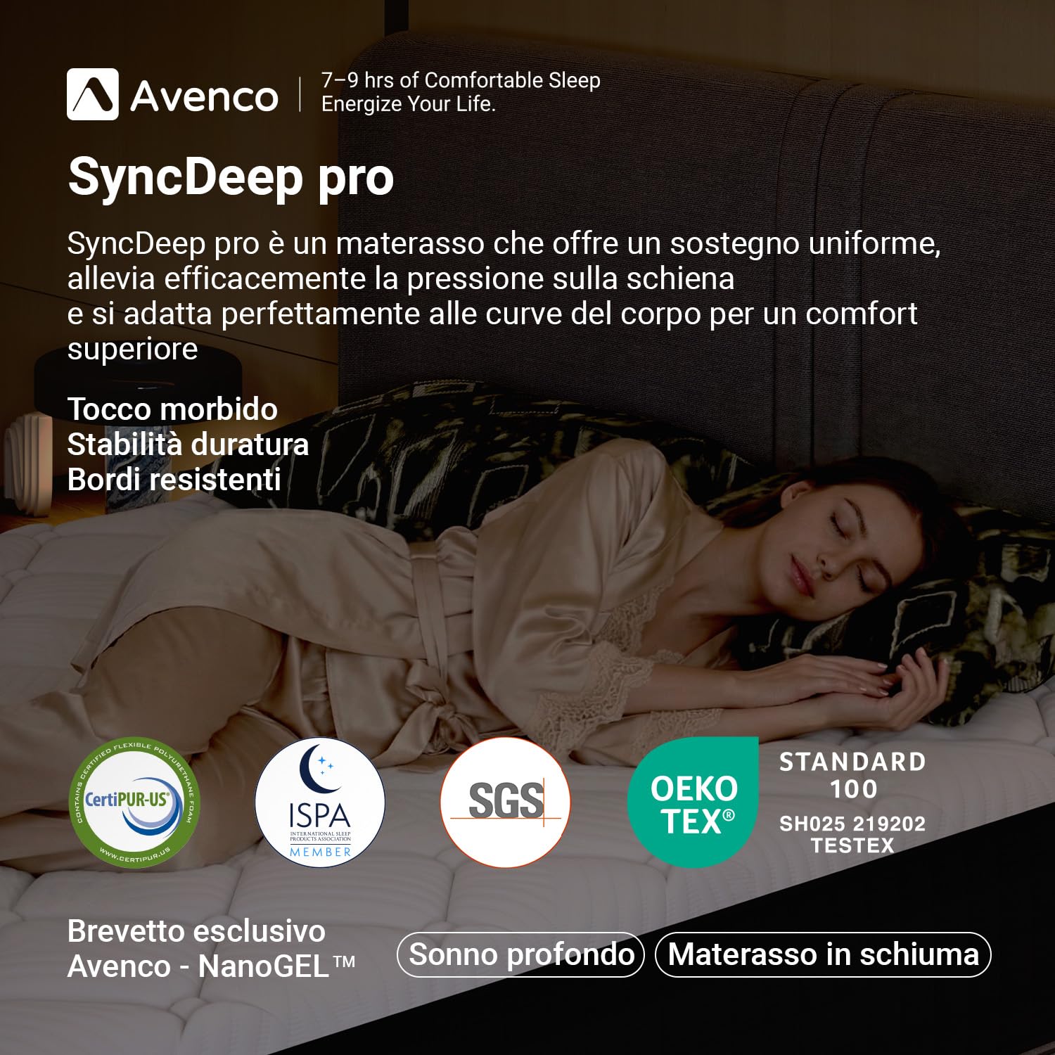 Avenco Materasso 160x190, Materasso Matrimoniale in Schiuma di Bambù, Tessuto Riempito con Gel Memory Foam Traspirante, Supporto Perfetto Si Adatta al Corpo e Migliora il Sonno