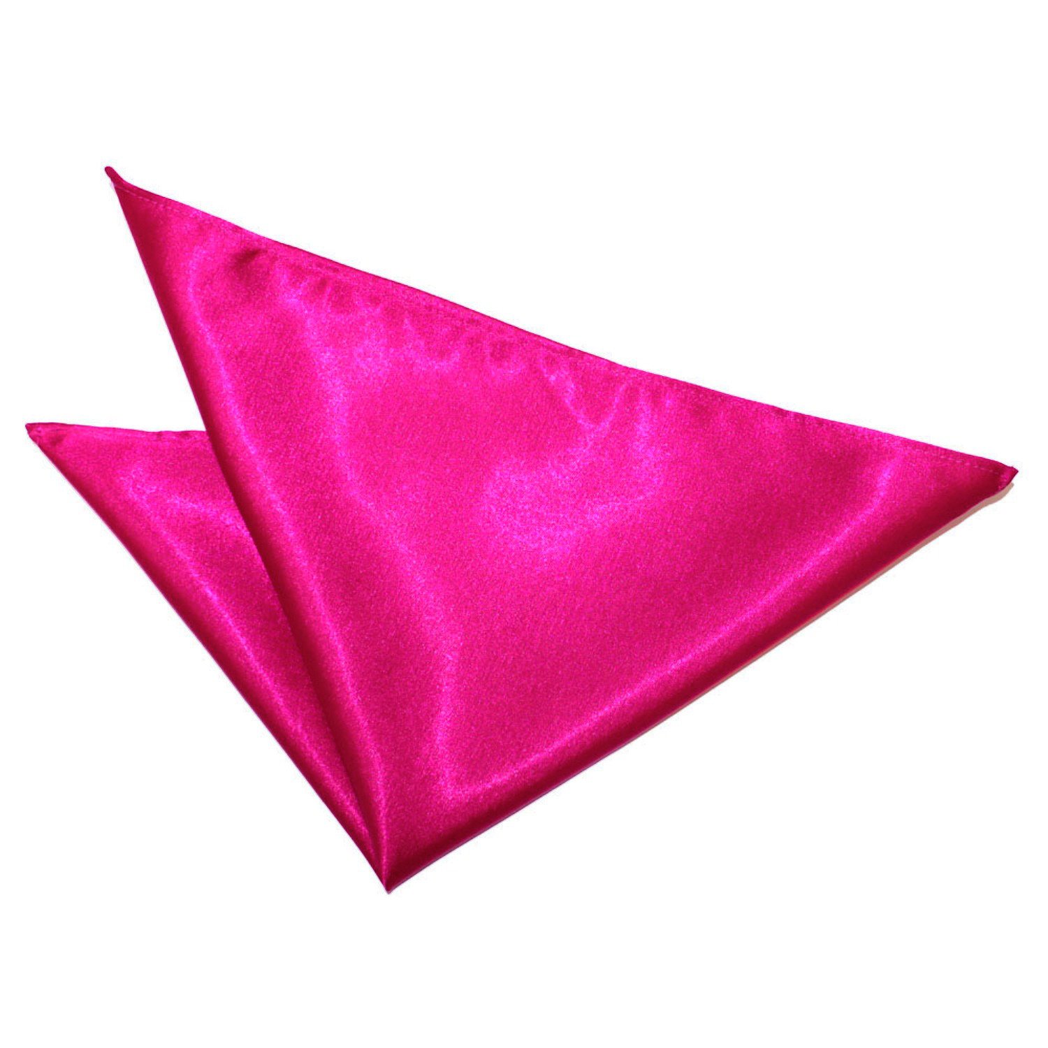 DQT Men Pink Solid Plain Stripe Floral Paisley Polka Dot Pocket Square - Plain Satin Hot Pink