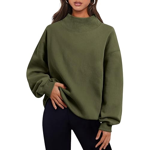 Trendy Queen Womens Oversized Sweatshirts Turtleneck Pullover Long Sleeve Hoodies Tops Fall Outfits 2023 Clothes