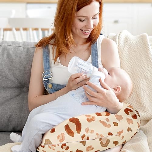 Miniatura 4 de GFU Nursing Pillow Cover for Boys and Girls, Breastfeeding Pillow Case for Newborn, Soft Baby Breastfeeding Pillow Slipcover Colourful Brown Leopard