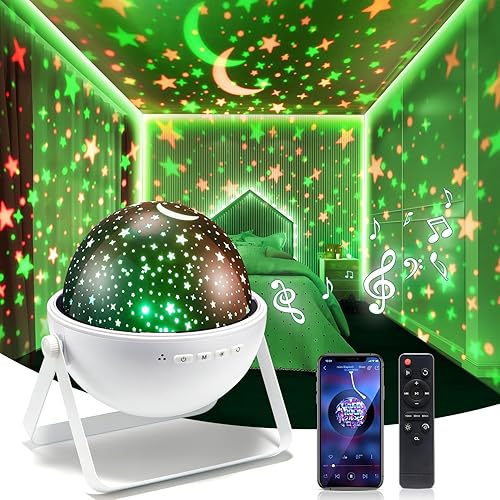 Mubarek Luz nocturna para niños, luces nocturnas Bluetooth para niños, para dormitorio, control remoto, 48 modos de iluminación, luces de estrella