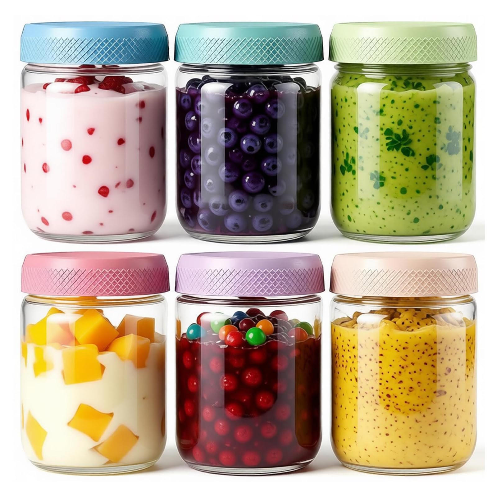 Muamax Transparent 500Ml Glass Oats Jars,Overnight Oats Container,Clear Containers For Overnight Oats, Yogurt, Pudding, Salad,Overnight Oats Jars With Lids,Yogurt Pot,Portion Control,Small Glass Containers With Lids