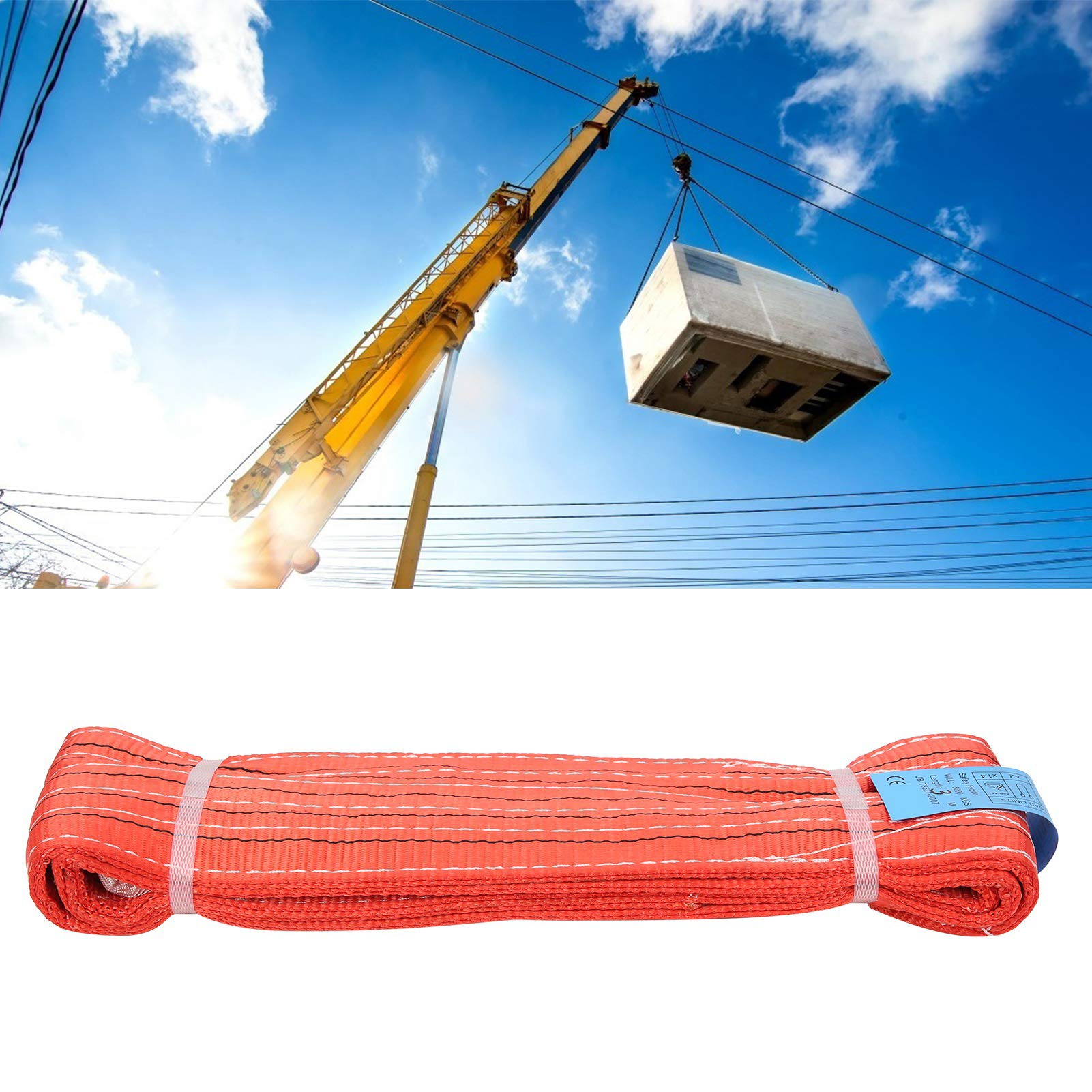 Natudeco Lift Sling Straps Flat Eye Lift Sling Lifting Slings Web Sling Tree Saver Recovery Strap Web Sling Winch Strap for Industrial