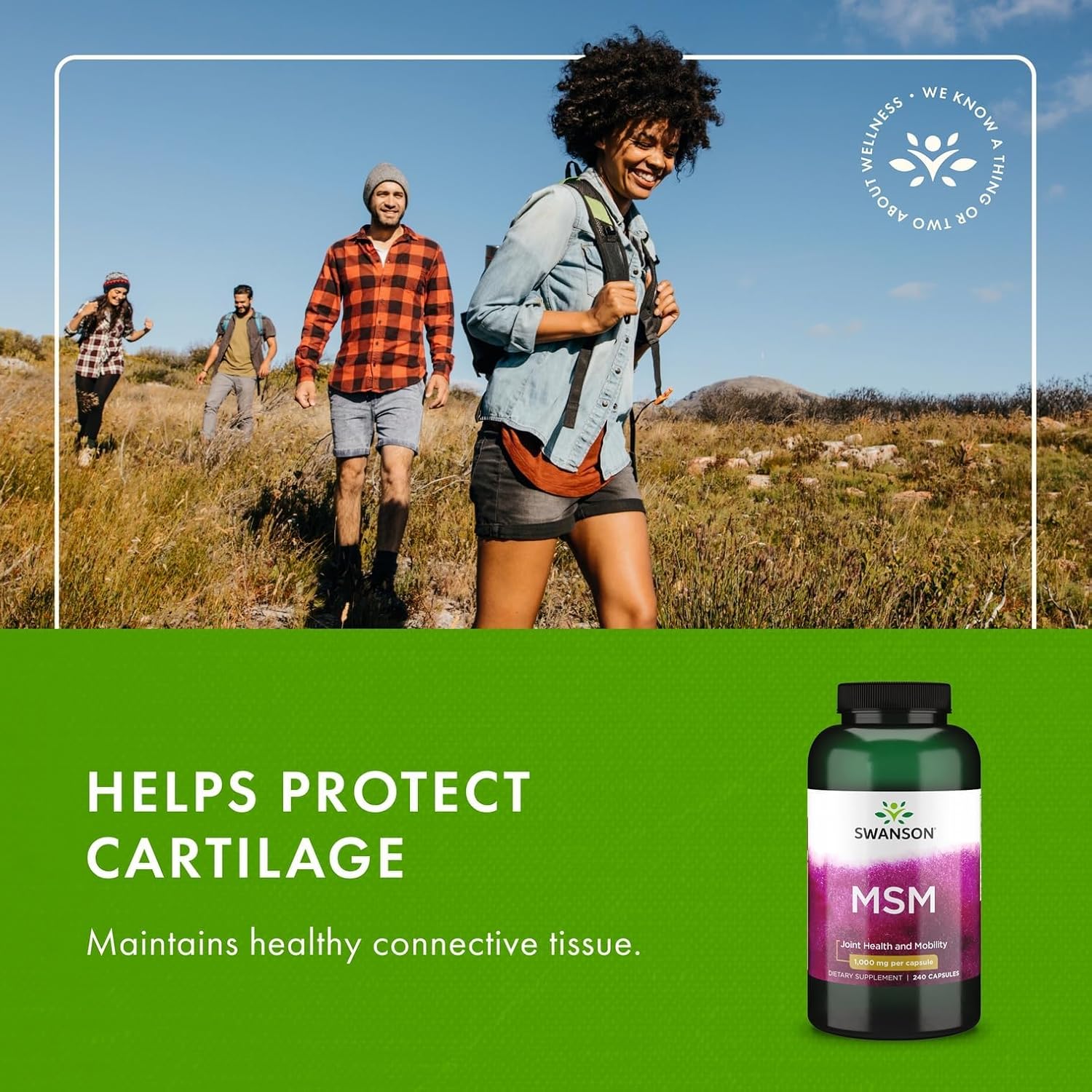 Swanson MSM - Essential Minerals Promoting Mobility & Joint Health Support - Helps to Maintain Connective Tissue Health Including Cartilage, Collagen, & Hair - (240 Capsules, 1000mg Each) 3 Pack