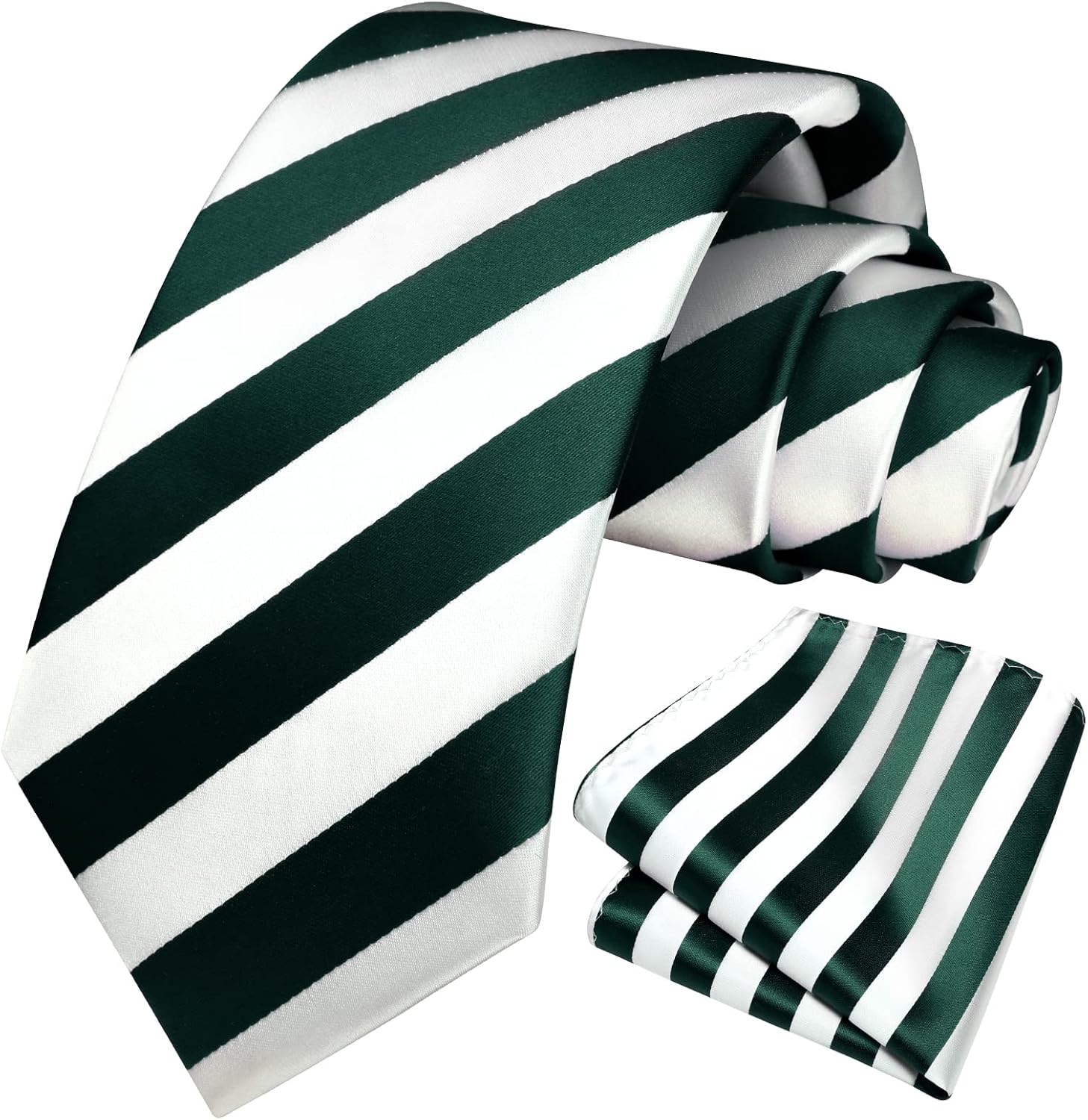 HISDERN Mens Tie Striped Ties and Handkerchief Set Business Formal Woven Pocket Square Wedding College Stripe Necktie - Image 2