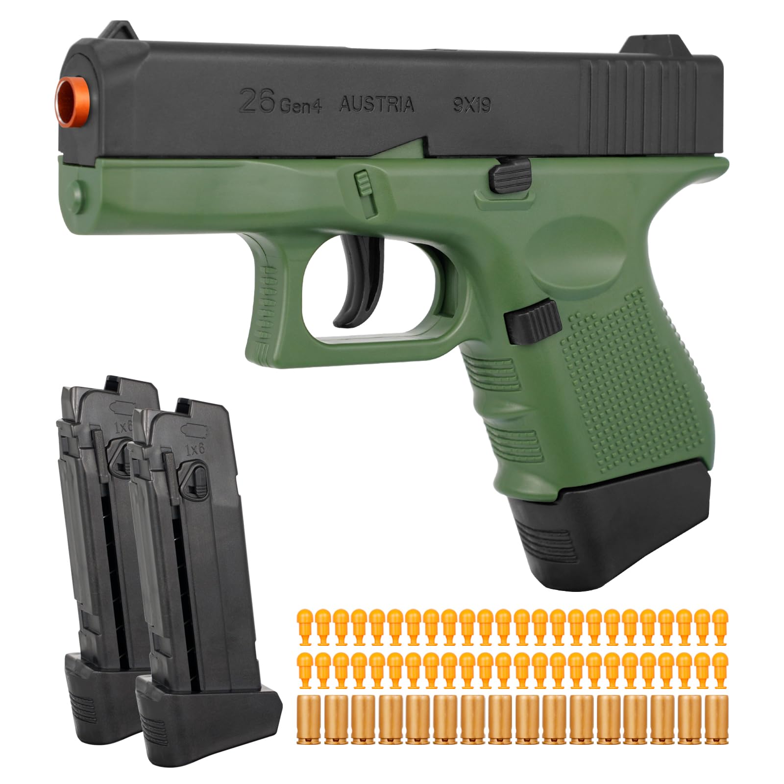 Toy Gun, Soft Bullet Gun for Boys, G26 Toy Pistol, Empty Shell Ejecting Toy Gun for Kids, Shooting Game Educational Gun Toy Model, Gift for Kids (Boys&Girls) Age 8+ (Green)