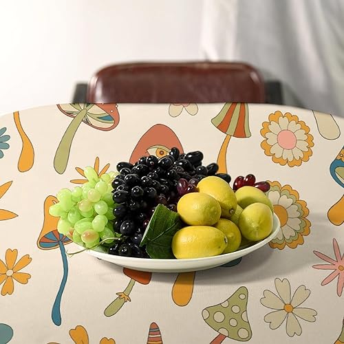 Miniatura 414 de Mantel floral hippie, diseño retro de los años 70, naranja, rosa, azul, floral, bohemio, estampado estético de margaritas, para fiesta, picnic