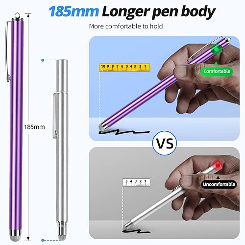 Miniatura 8 de Lápiz óptico para pantallas táctiles 5 unidades de cuerpo largo del bolígrafo Puntas de malla de fibra de alta sensibilidad y punta fina capacitiva