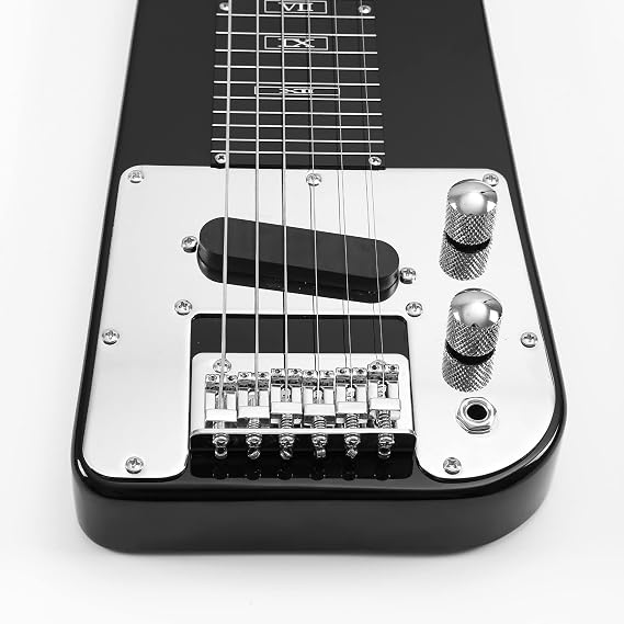 Batking Lap Steel Guitar 6 String Slotted Head Stock Electric Slide Guitars Black Color