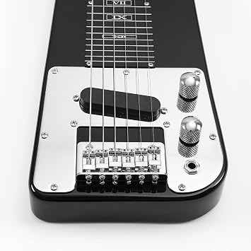 Batking Lap Steel Guitar 6 String Slotted Head Stock Electric Slide Guitars Black Color