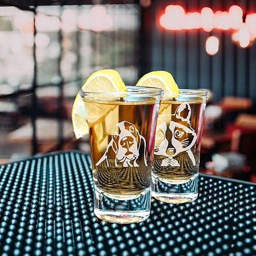 Miniatura 4 de WIRESTER Vaso de chupito de 1.5 onzas con base pesada, vaso de chupito transparente para whisky, vodka - Basset Hound Dog