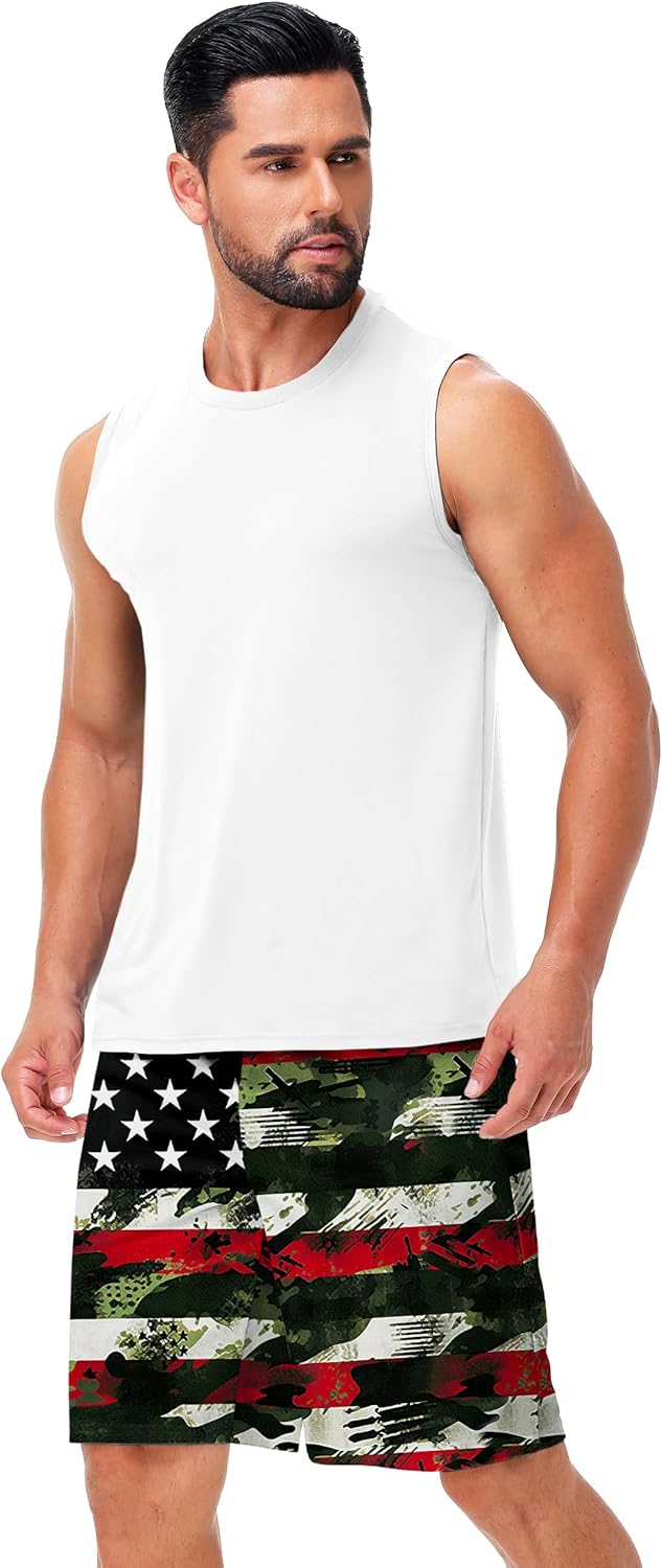 AOBUTE Men's 4th of July Shorts American Flag Patriotic Shorts with Pockets - Image 6