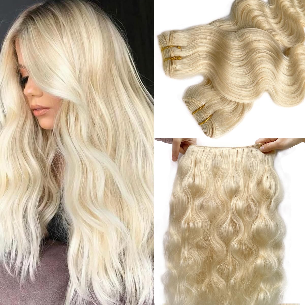 Remy Human Hair Extensions 22 Inch 60 Gram Invisible Weave Weft Remy Royale Double Drawn Human Hair Weft Weave Extensions  main image 4