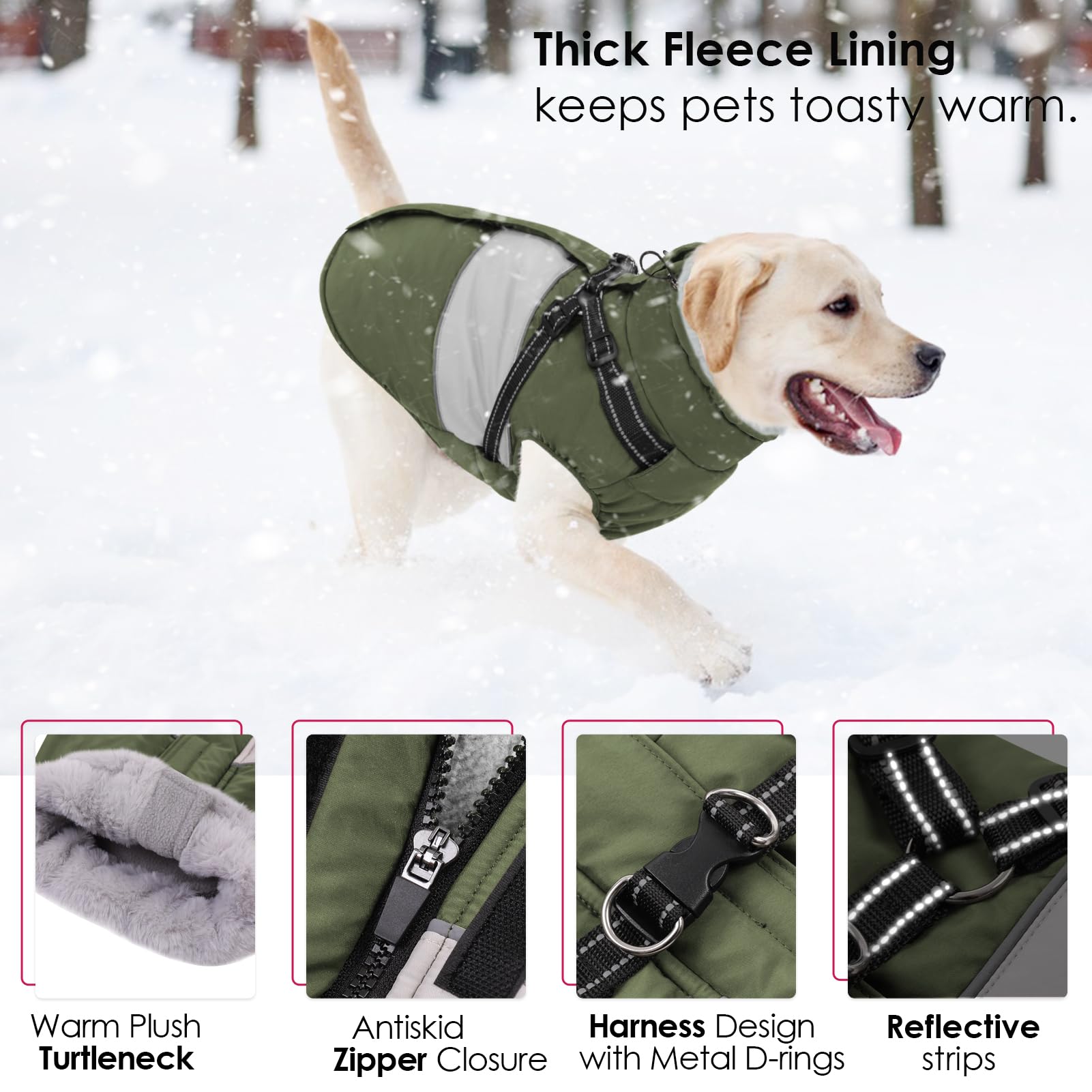 AOFITEE Abrigo para Perros pequeños, Impermeable y cálido, Chaqueta para Perros con arnés, Resistente al Viento, Abrigos de Invierno con Cremallera y Forro Polar, Chaleco Reflectante de Invierno para