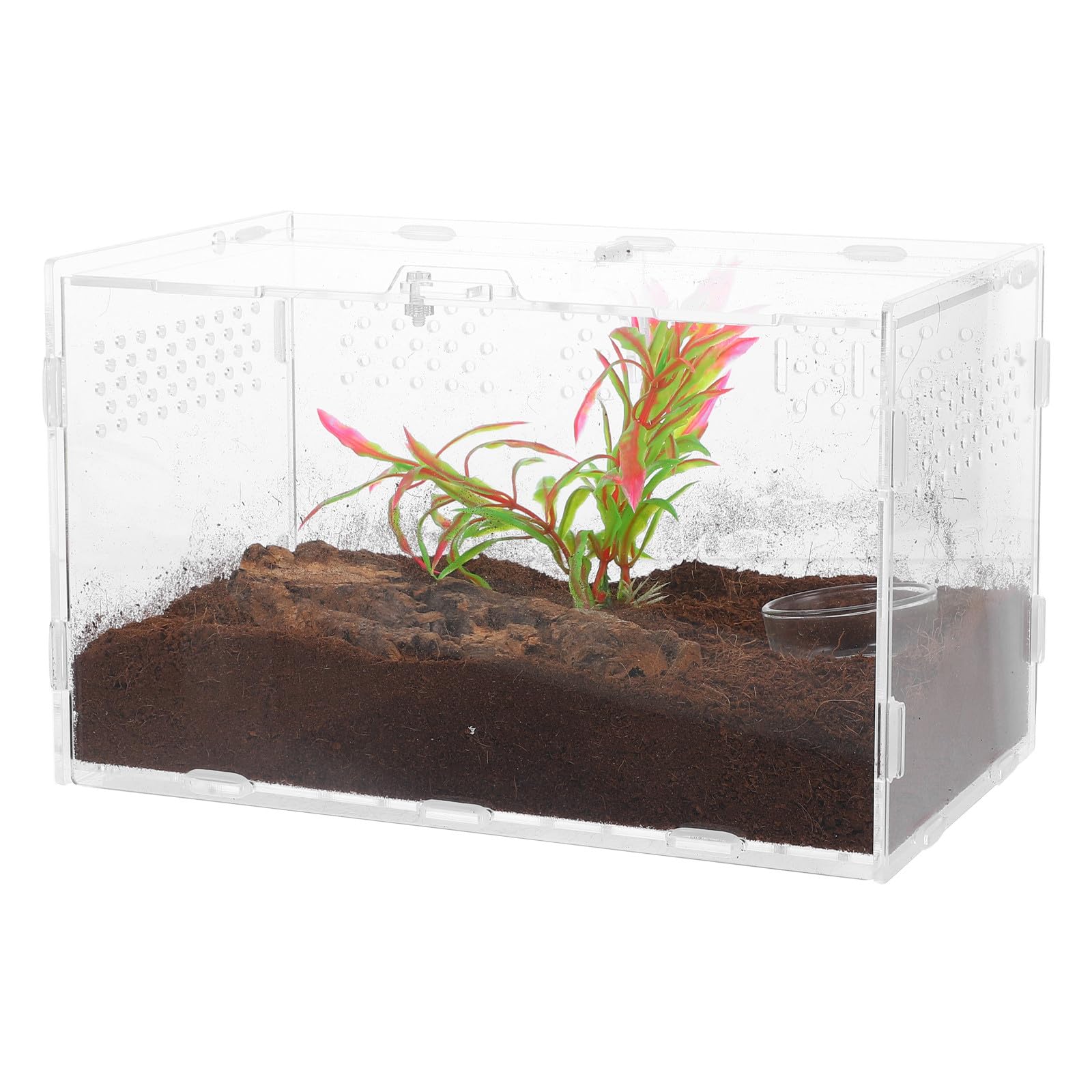 ORFOFE Terrario Acrilico Trasparente per Rettili Foro Traspirante Vasca per Gechi e Tartarughe Recinto per Piccoli Animali Domestici 25X15X15 CM Accessori Resistente e Luminoso per