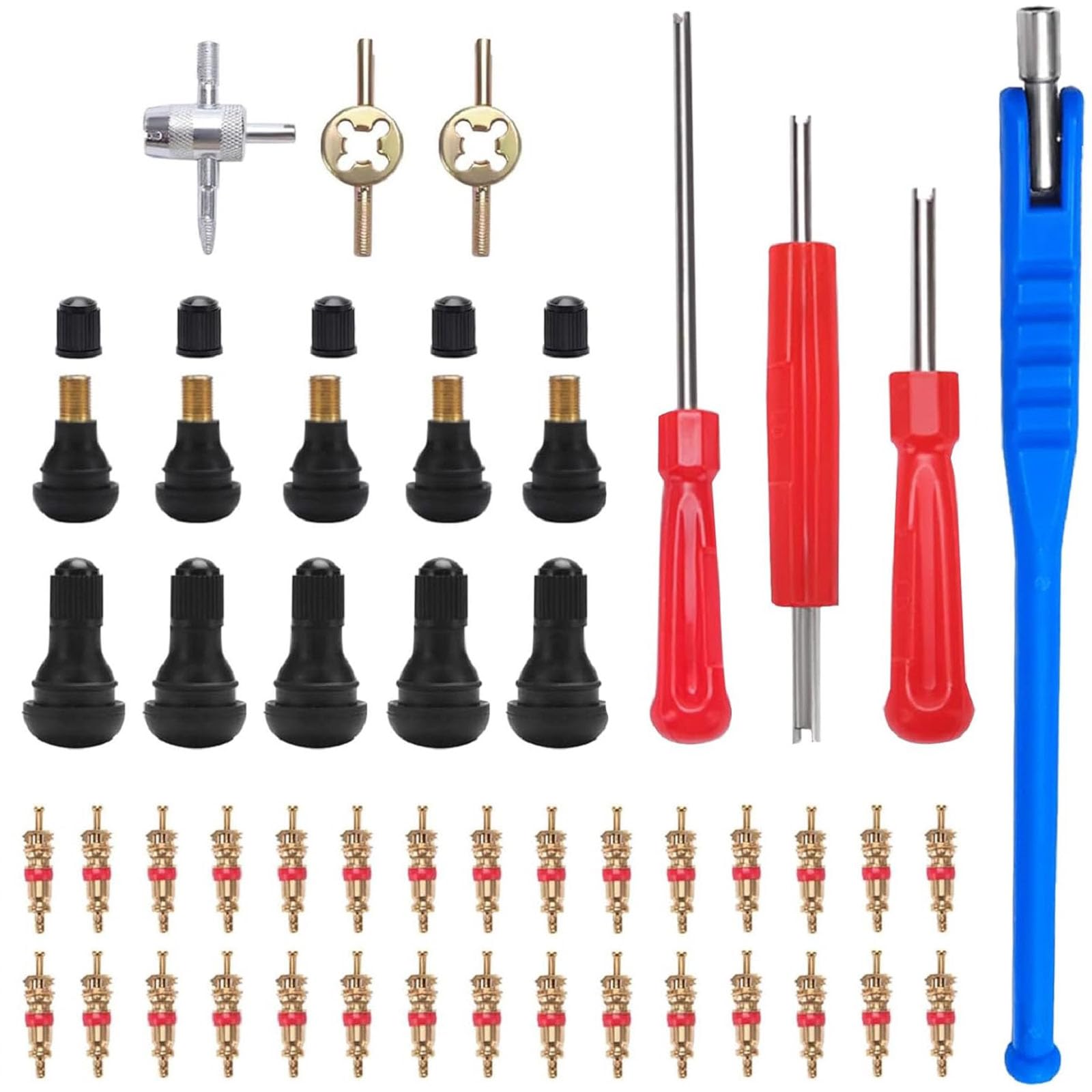 Kit Smonta Valvole Pneumatici - Attrezzo Con 5 Inserti Per Auto, Moto, Bici E Scooter