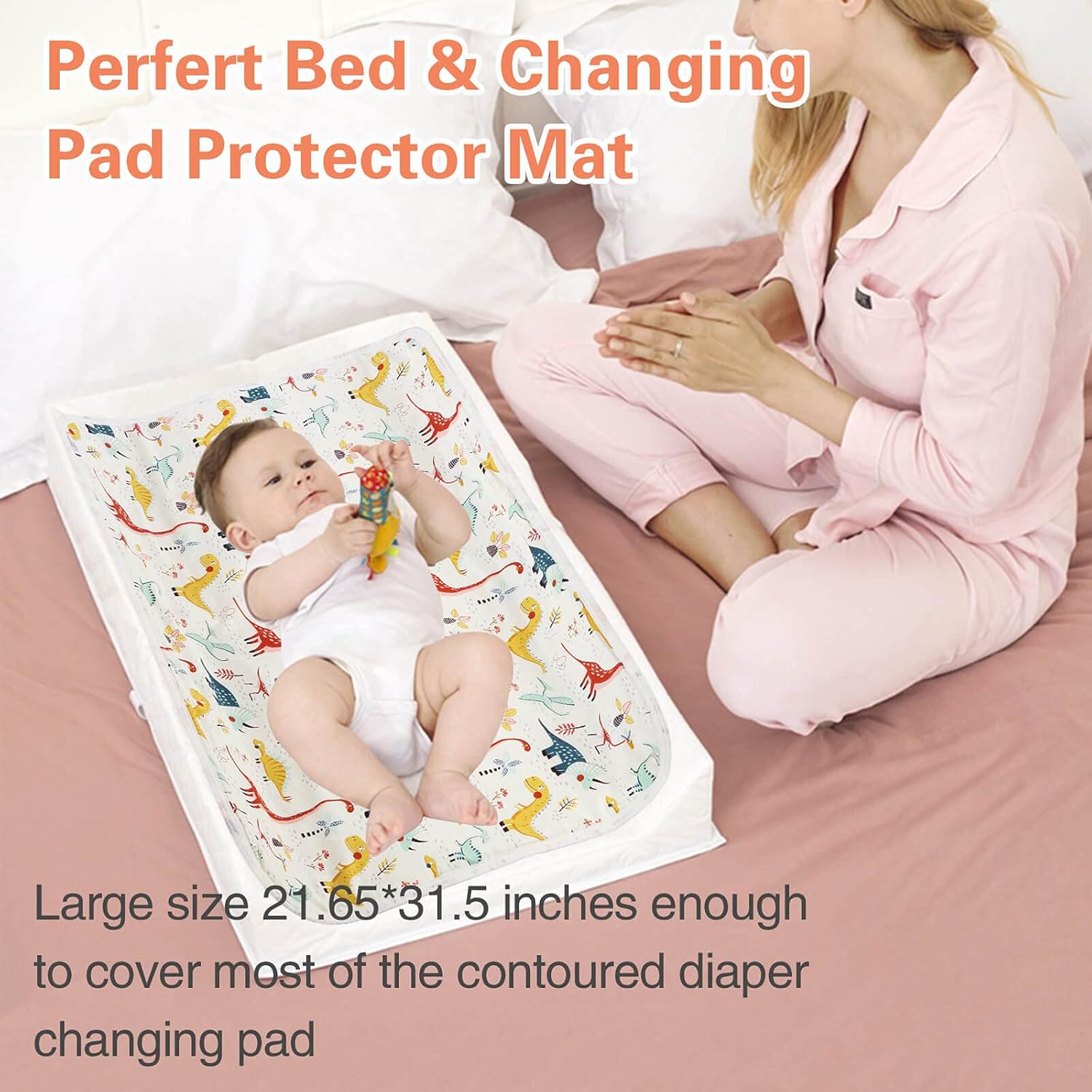 Baby Diaper Changing Pad, 21 5/8" x 31.5" Waterproof Changing Pad Liners - Reusable Soft and Absorbent Portable Changing Mat(Colorful Dinosaur1PCS) : Everything Else