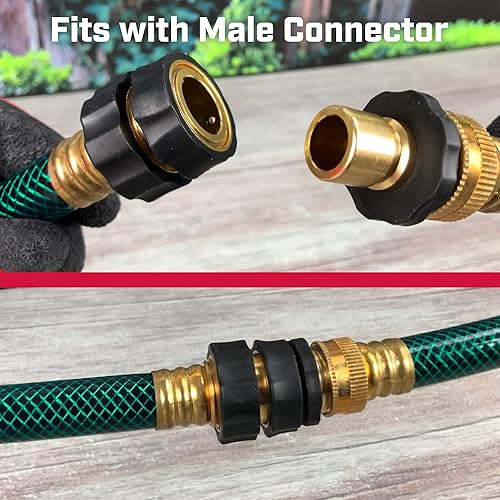 Miniatura 6 de Chapin International 6-9452 Conexiones hembra de conexión rápida, conector de manguera de jardín de latón y válvula de polietileno resistente, juego