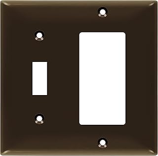 ENERLITES Combination Toggle Light Switch/Decorator Light Switch Plate, Double Switch Wall Plate, Standard Size 2-Gang 4.50" x 4.57", Polycarbonate Thermoplastic, 881131-BR, Brown