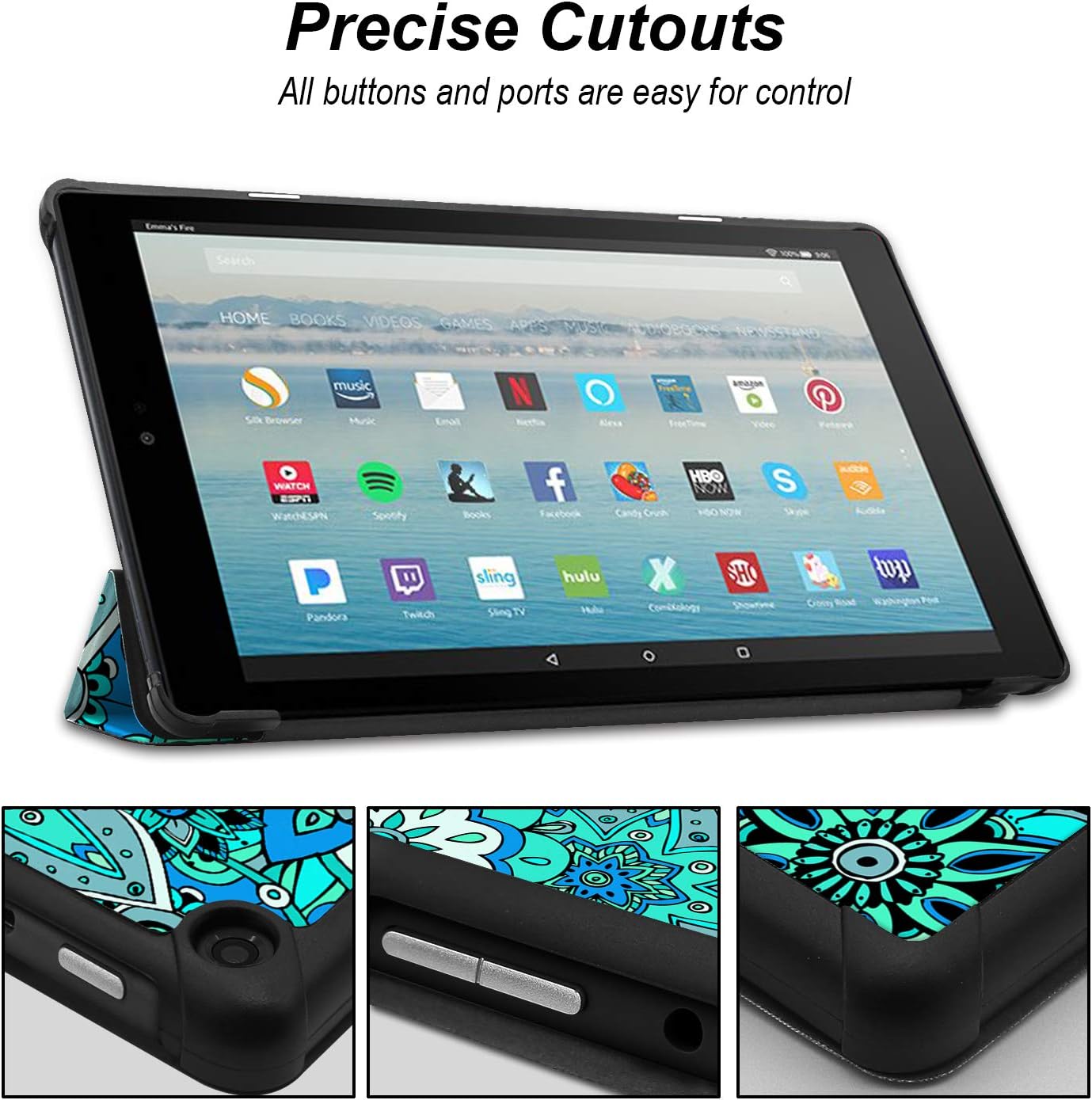 Famavala Shell Case Cover for 10.1" Fire HD 10 Tablet (Previous 7th / 9th Generation, 2017/2019 Release) (MinFlower)