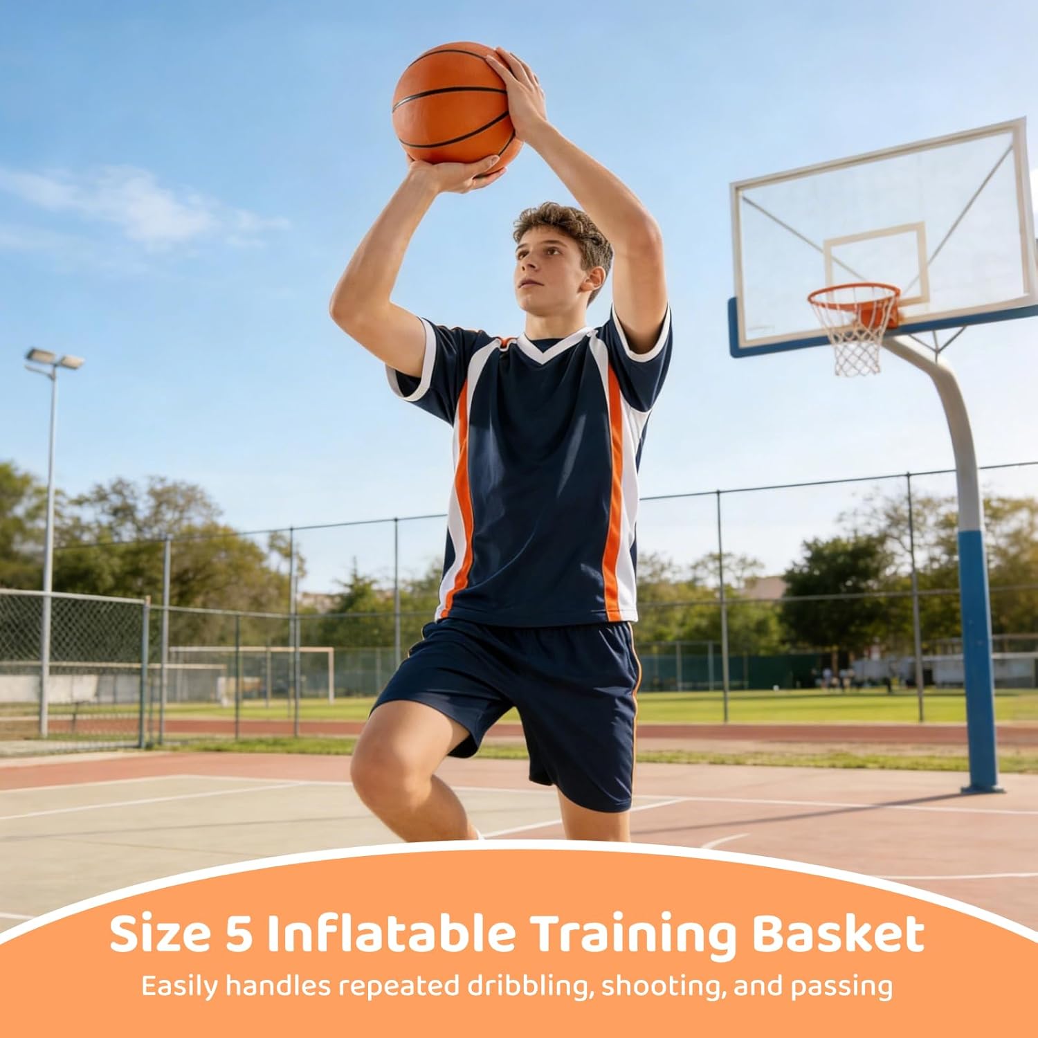 OMISTAR 6 PCS Size 5 Rubber Basketballs Bulk, 27.5 in Indoor Outdoor Practice Balls, Basketballs Training Set with 2 Pumps, 4 Air Needles, 6 Net Carry Bags for Camps & Team Use