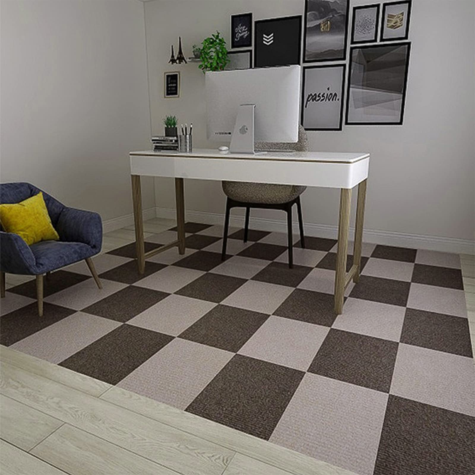 Boshen Tapetes autoadhesivos antideslizantes de 12 x 12 pulgadas para proteger las almohadillas multiusos, fáciles de instalar y limpiar, color gris, 36 azulejos