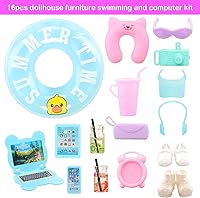 Vista 6 de Miunana 36 piezas de trajes de viaje para muñecas de 4 a 6 pulgadas, incluye 20 piezas de camiseta y pantalones para ropa y accesorios de 5.3