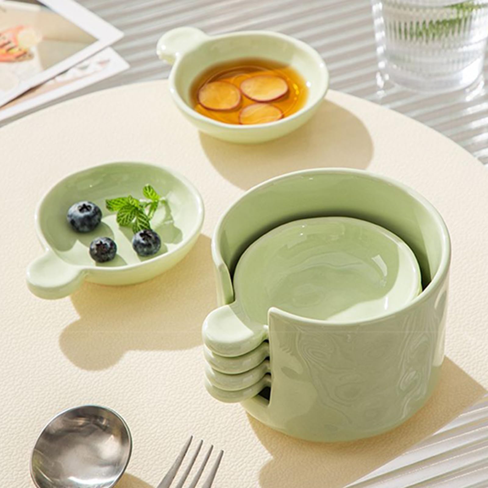 Set di piatti per salse con supporto, perfetto per barbecue e cucina, pratico contenitore per salse, condimenti e condimenti, ideale per intrattenere