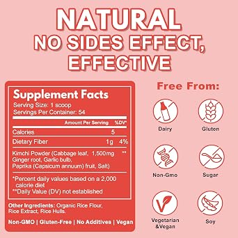 Kimchi Supplement, Kimchi Capsules Alternative (Powder Form), Probiotics & Enzymes Supports Gut & Digestive, Taste Well, One Fermented Superfood for Antioxidant Support, 170g