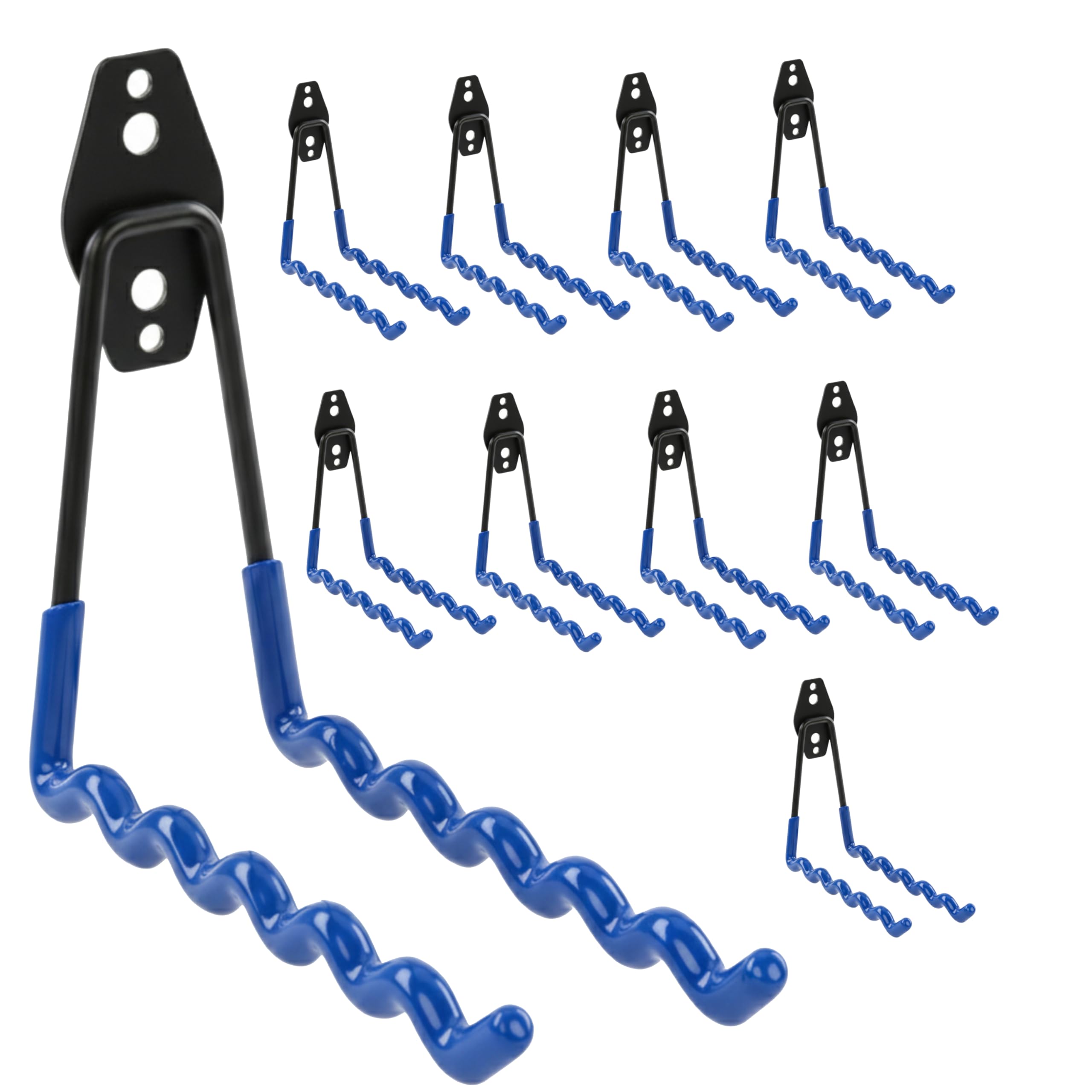 botle Set di 10 ganci da parete, ganci per attrezzi, per utensili elettrici, forma d'onda 19 cm, rivestimento in PVC, per garage, capannoni, biciclette o tubi da giardino, doppio gancio, portata fino
