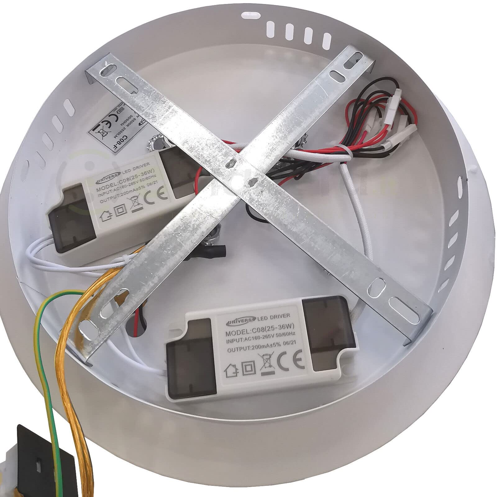 Universo Lampadario da soffitto led 6 luci cerchi plafoniera design stile moderno lampada per camera salotto (Luce calda)