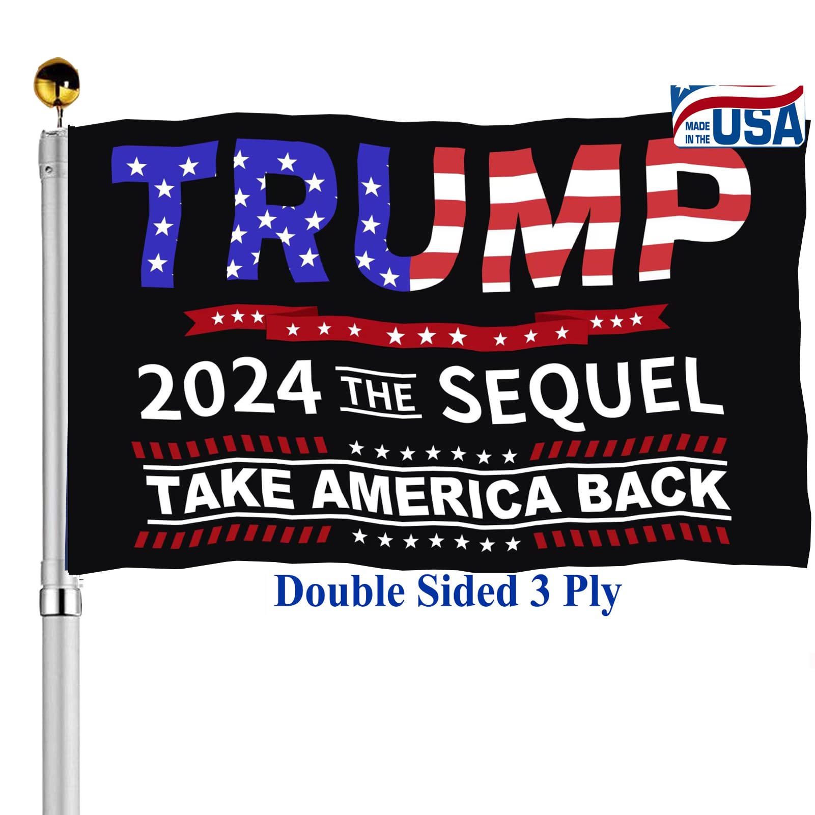 Bandiera Politica Bandiera Trump 2024 4x6 Poliestere - Doppia Faccia Con Occhielli Ottone